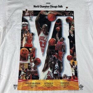 Vintage 1998 Jerzees Chicago Tribune Bulls T-Shirt Logo Jordan Large